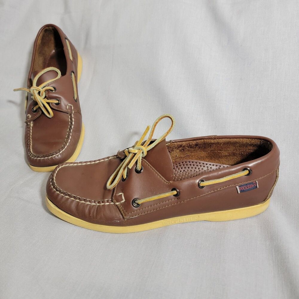 VTG Sebago Docksides Boat Shoes Brown Leather Loafers Womens 10 M Made In USA